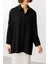 Özel Kalıp Zamansız Akıcı Kumaştan Bluz Tunik-Siyah 1