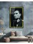 Sarıı Çerçeve Görünümlü Askerlik Yılları Atatürk Siyah Beyaz Cam Tablo 5