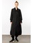 El Işi Yaka ve Kol Detaylı Iç Bedeni Dolgulu Özel Kaban Manto-Siyah 1
