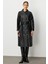 Yumuşak Hafif Kapitone Dolgulu Astarlı ve Taş Biye Garnili Mevsimlik Trench / Kap-Siyah 1