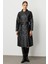 Yumuşak Hafif Kapitone Dolgulu Astarlı ve Taş Biye Garnili Mevsimlik Trench / Kap-Siyah 2