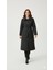 Özel Soft Iç Dolgu ve Dış Katman El Işi Yaka ve Kol Detaylı Özel Üretim Kaban Manto-Siyah 5