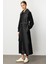 Krep Doku ve Jakar Mix Garni Içi Astarlı Zamansız Trench Kap-Siyah 2