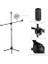 Mikrofon Tripod Stand Boom Zemin Modeli Ayarlanabilir Yükseklik Hafif Ağırlık Ağır Hizmet Kablolu Kablosuz Mikrofon Için Katlanabilir Canlı Ses Mic Klip Tutucularla Sahne Performansı Siyah 4