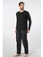Erkek Poplin O Yaka Uzun Kollu Pijama Takım 2239/SIYAH 2 1