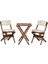 Ahşap Katlanır Minderli 3 Lü Bistro Set Mutfak Balkon Bahçe Masa Sandalye Seti (Ceviz-Krem) 2