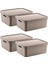 4'lü Set Stafi Çok Amaçlı Kapaklı Kutu Terra 12 Lt - Bej, Çok Amaçlı Kapaklı Kutu, Ev-Ofis-Depo Için, Kapaklı Saklama Kutusu 1