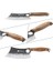 Bıçak Seti – 3’lü Et ve Mutfak Bıçağı: Sırp Şef Bıçak, Satır Bıçağı, Viking Bıçak – Ergonomik Ahşap Saplı, El Dövmesi Desenli, Paslanmaz Çelik 4