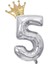 Gitti Gümüş 5 Rakam ve Gold Kral Tacı Folyo Balon Doğum Günü Parti Kutlama Seti 1