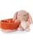 48708 Soft Toy Sleeping Pets Bunny Caramel In Peach Basket 12CM 3