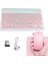 MT82 Kablosuz Bluetooth + USB Wifi Şarjlı Klavye Mouse Seti Ultra Ince Taşınabilir Türkçe Q Klavye (Pembe) 1