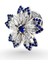 Lacivert Zirkon Taşlı Gümüş Çiçek Rozet Broş 1.8x1.8cm [TLCKCKYL09] 1