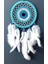Nazar Boncuğu Motifli Turkuaz Rengi Dream Catcher Beyaz Kuş Tüylü Düş Kapanı Duvar Süsü 3