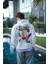 Üç Iplik Penye Kapşonlu Baskılı Sweatshirt - Beyaz 2