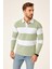 Erkek Polo Yaka Uzun Kollu Çizgili Sweatshirt Trend Rugby Stil - Mint Yeşili 1