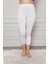 Penye Likralı Diz Altı Tayt Beyaz 2