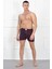 Erkek Penye Boxer Bordo - Lacivert 1