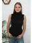 Bayan Sıfır Kol Yarım Balıkçı Yaka Body Siyah 1