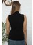 Bayan Sıfır Kol Yarım Balıkçı Yaka Body Siyah 4