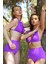 Kadın Fırfırlı Yüksek Bel Mor Bikini 4