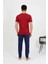 Erkek Pamuk Kısa Kol Pijama Takım Bordo 5