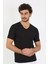 Erkek Likralı V Yaka Siyah T-Shirt 2