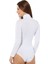Bayan Uzun Kol Boğazlı Çıtçıtlı Body Beyaz 5