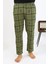 Erkek Ekoseli Desen Penye Tek Alt Pijama Haki 5