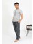 Erkek Pamuk Kısa Kol Pijama Takım Gri 2