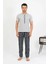 Erkek Pamuk Kısa Kol Pijama Takım Gri 4