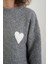 Füme Melanj Yumuşak Dokulu Kalpli Triko Kazak 3