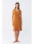 Kadın Kalın Askılı Penye Gecelik Hardal 1