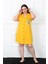 Büyük Beden Penye Düğmeli Sarı Tunik Gecelik 1