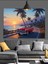 Gün Batımı Plajında Klasik Araba Dekoratif Kanvas - Mdf Ahşap Tablo 5