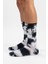 Unisex Siyah Beyaz Batik Yarım Havlu Spor Çorabı 4