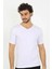 Erkek Likralı V Yaka Beyaz T-Shirt 2