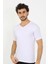 Erkek Likralı V Yaka Beyaz T-Shirt 3