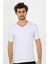 Erkek Likralı V Yaka Beyaz T-Shirt 5