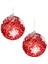 Yılbaşı Topu, Beyaz Kar Taneli, Kırmızı - 2'li Paket, 10 cm 1