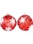 Yılbaşı Topu, Beyaz Kar Taneli, Kırmızı - 2'li Paket, 10 cm 3