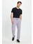 Erkek Slim Fit Dar Kesim Beli Lastikli Bağcık Detaylı Gri Pantolon 5
