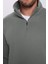 Unisex Relax Fit Rahat Kesim Pamuklu Içi Polarlı Yarım Fermuarlı Gri Dik Yaka Sweatshirt 3