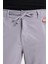 Erkek Slim Fit Dar Kesim Beli Lastikli Bağcık Detaylı Gri Pantolon 3