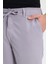 Erkek Slim Fit Dar Kesim Beli Lastikli Bağcık Detaylı Gri Pantolon 7