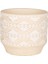 Seramik Saksı Otantik Desenli Bej-Beyaz 12X10 Cm. 1
