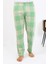 Erkek Ekoseli Desen Penye Tek Alt Pijama Yeşil 4
