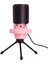 Youtuber Mikrofon Mv-5 Pembe Rgb USB Oyuncu Yayıncı ve Podcast Için Uyumlu Condenser Mikrofon 5