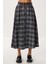 Kemerli Kareli Midi Poliviskon Etek LRG0047 Lacivert 5