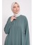 Yeşil Yanları Pileli Düğme Detaylı Ferace 10