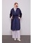 Lacivert Kaşe Detaylı Kapitone Mont 1